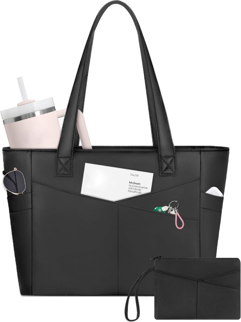 Women Black-1 Lightweight Nylon Tote Zipper Laptop Work Nurse Bag